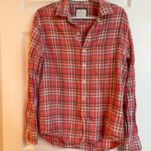 American Eagle Outfitters Red and White Plaid Shirt